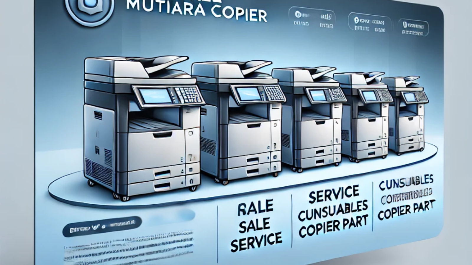 DALL·E 2024-10-04 09.24.34 - A professional web banner featuring modern photocopy machines like the ones in the provided image, placed on a clean, blue-toned background. The desig